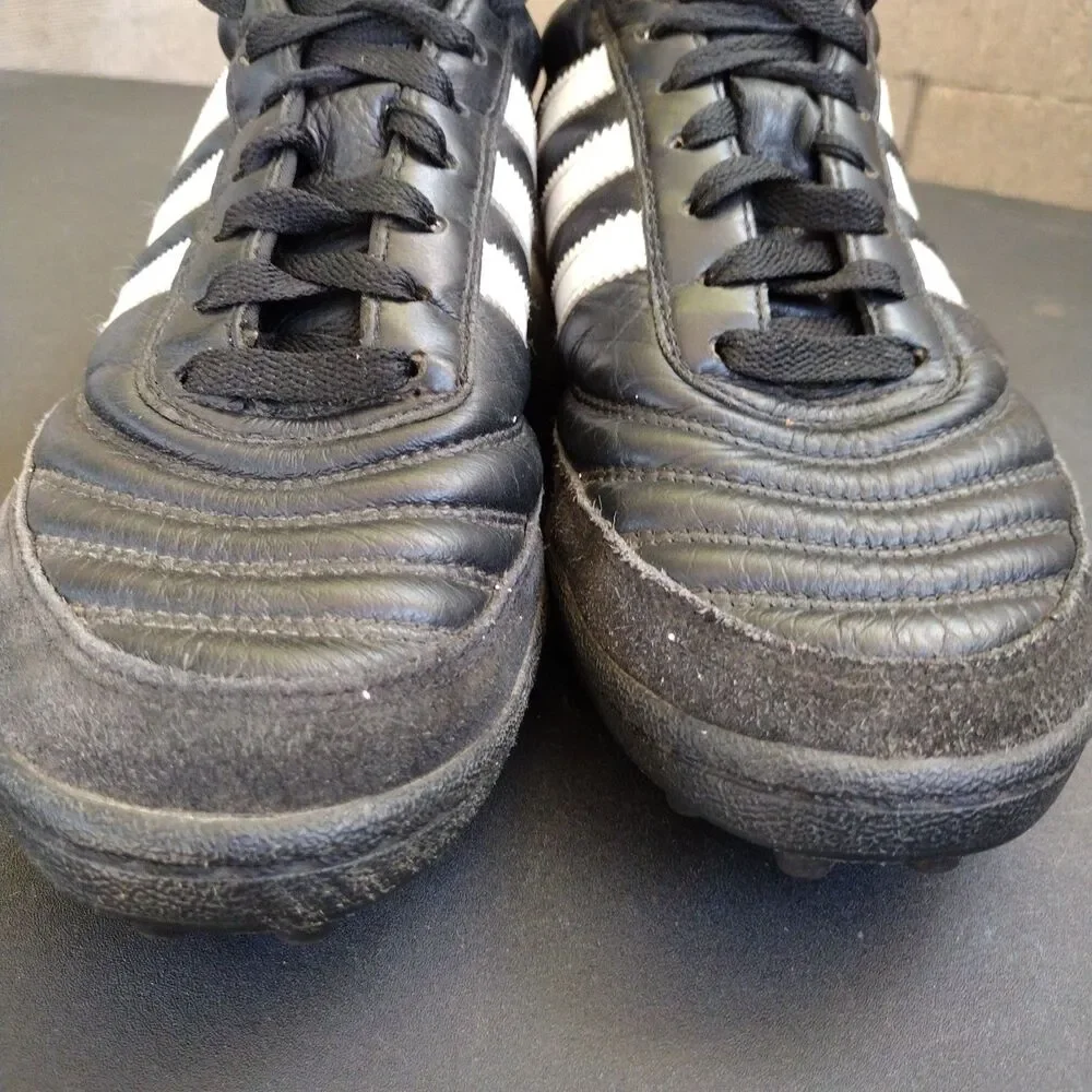 Adidas Mundial Team Shoes Mens Size 7 Black Leather Turf Soccer Cleats Sneakers